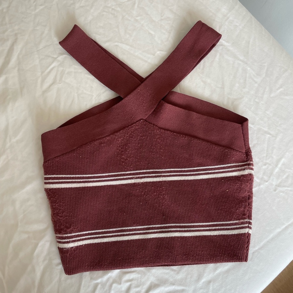 striped aritzia criss-cross top